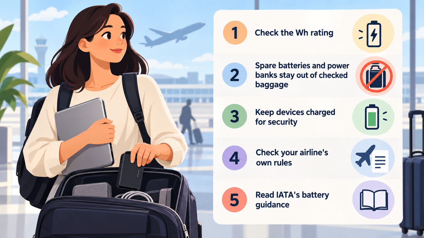 Numbered checklist of the carry-on points the section states from official aviation sources