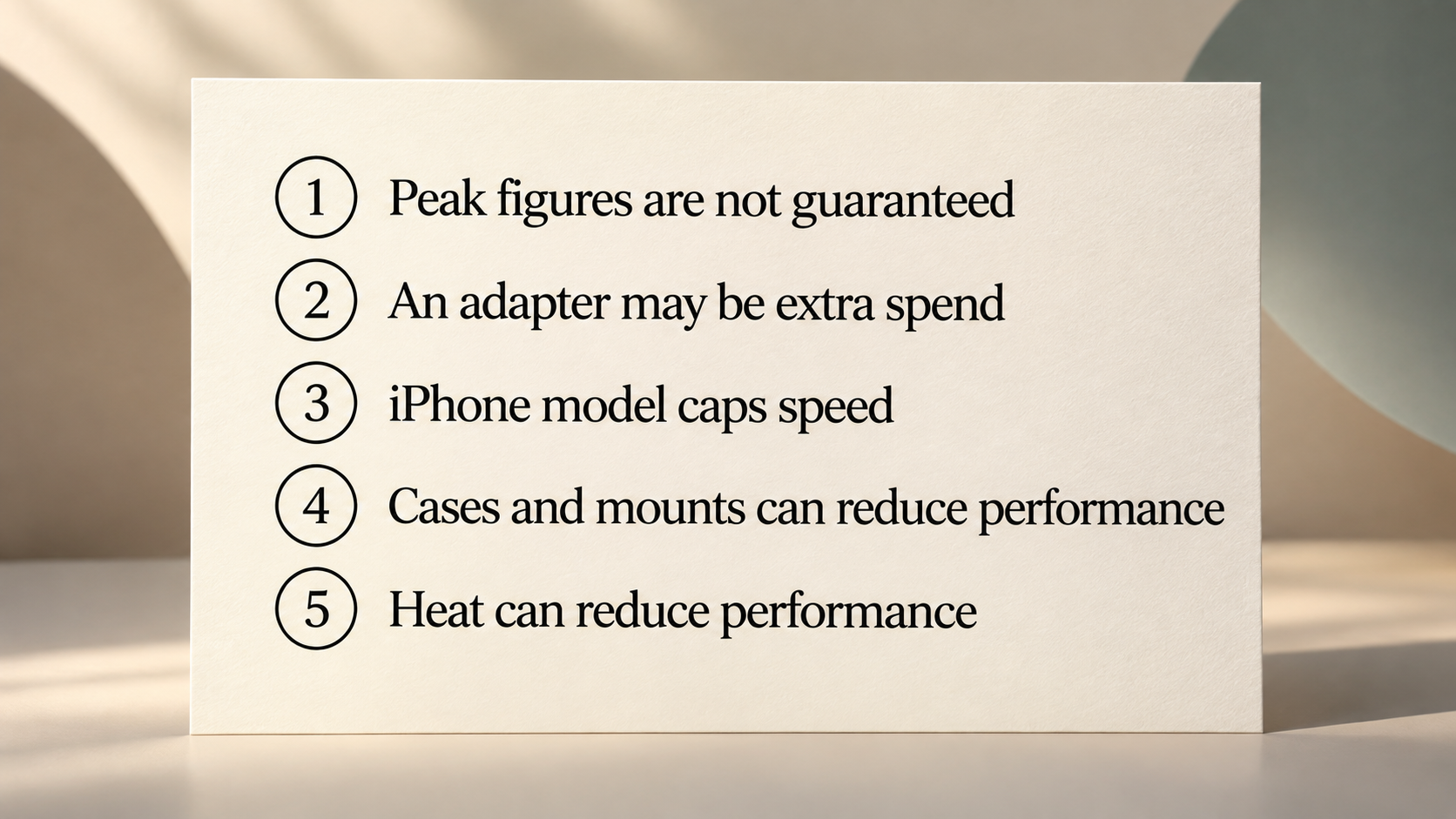 A short numbered checklist of the caveats the section states so readers can quickly weigh the trade-offs