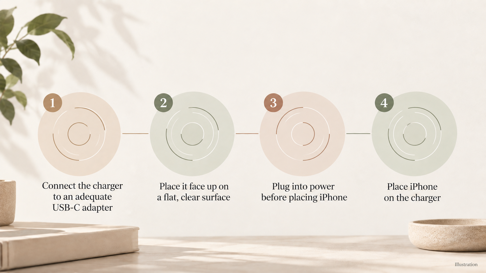 A numbered checklist of the MagSafe Charger setup steps the section states, in order, replacing a product-photo asset that lacked an admitted official product page